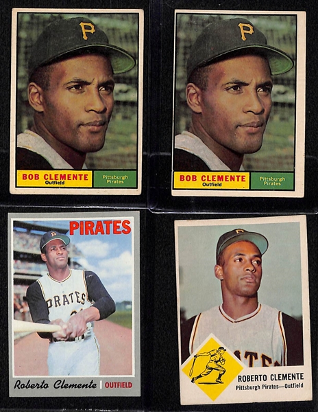  Lot of (9) 1956-1970 Roberto Clemente Cards w. 1956 Topps (2nd Year)