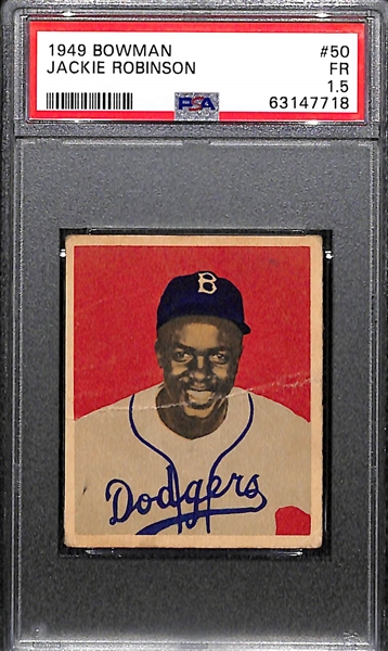 1949 Bowman Jackie Robinson #50 Rookie Card Graded PSA 1.5 - Great Eye Appeal - Iconic Card!
