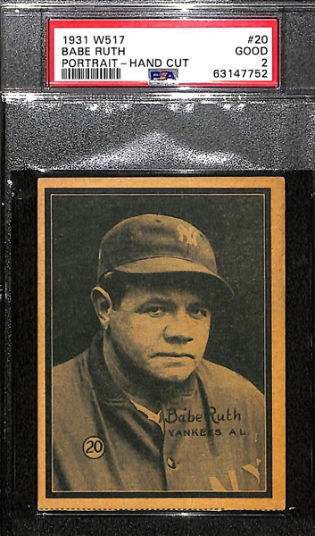 1931 W517 Babe Ruth Portrait Card #20 Graded PSA 2