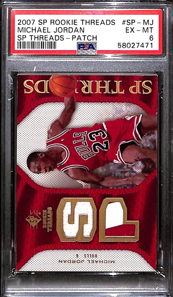 2007 SP Rookie Threads Michael Jordan Jersey Card Patch #SP-MJ Graded PSA 6 EX-MT (2-Color Jordan Patch)
