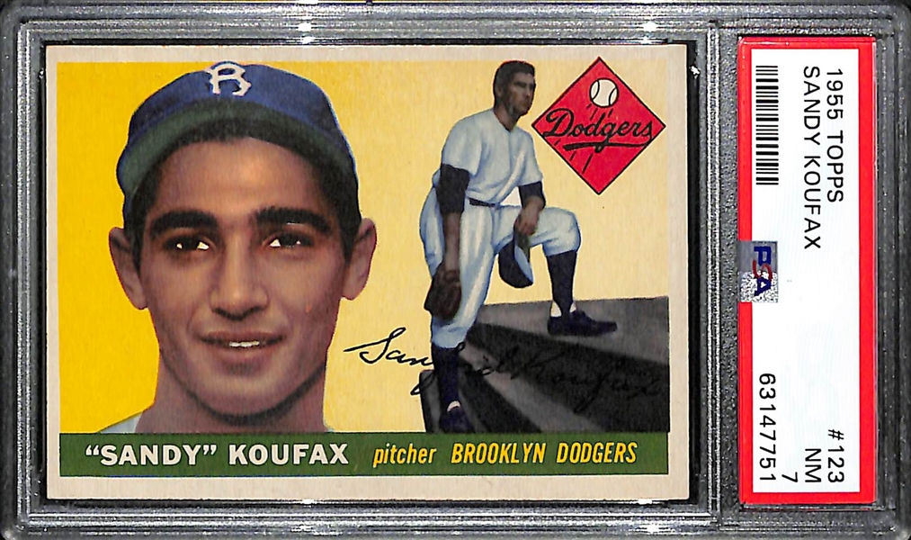 1955 Topps #123 Sandy Koufax Rookie Card Graded PSA 7 NM