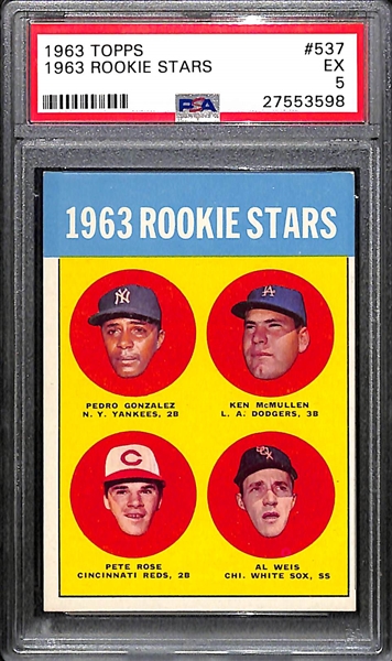 1963 Topps Pete Rose Rookie Stars Card #537 Graded PSA 5 EX