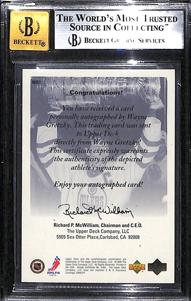 1999-2000 UD Hologrfx Wayne Gretzky Autograph Card Graded BGS 8.5 (10 Auto Grade)                                                                                                                       