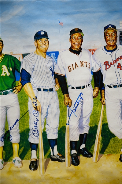 500 Home Run Hitters Signed Poster (Matted 40x22) - Signed by All 11 Players & Artist Ron Lewis - JSA Auction Letter