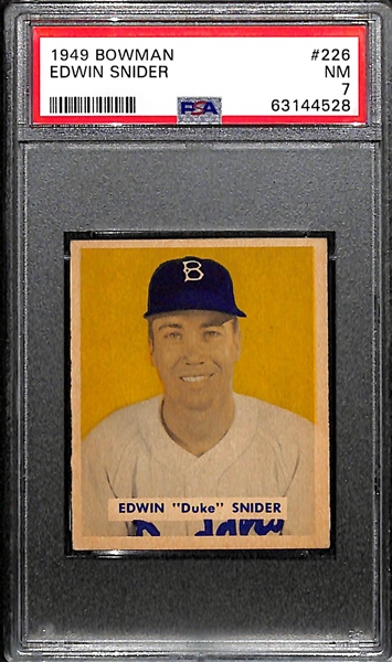 High-Quality 1949 Bowman Edwin Duke Snider Rookie Card #226 Graded PSA 7 NM