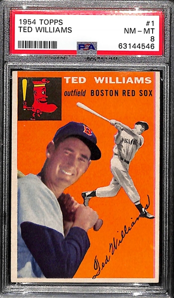 Pack-Fresh 1954 Topps Ted Williams #1 Graded PSA 8 NM-MT
