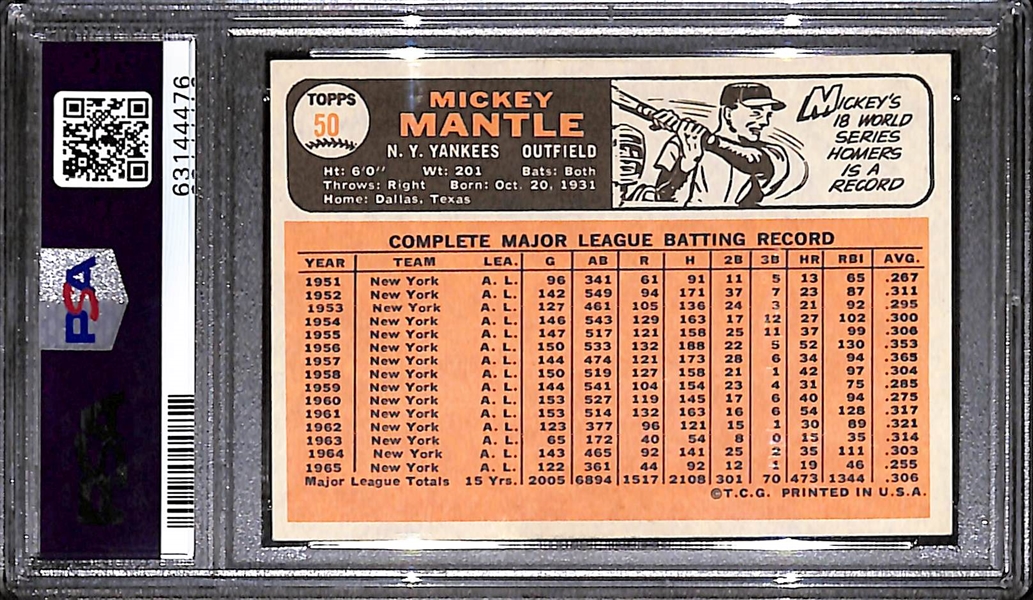 1966 Topps Mickey Mantle #50 Graded PSA 7 NM