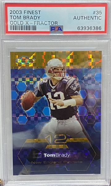 2003 Topps Finest Tom Brady Gold Xfractor #35 Numbered to /175 Graded PSA Authentic