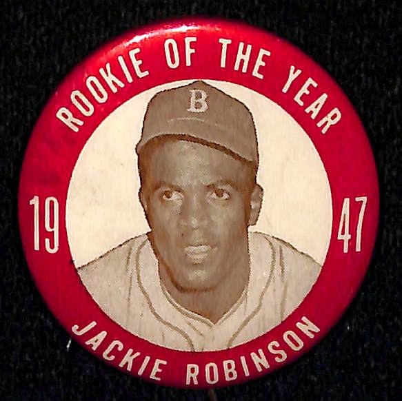 Rare 1947-1948 Jackie Robinson Rookie of the Year - 1947 PM 10 Stadium Pin Pinback PM10