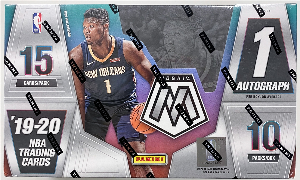 2019-20 Panini Mosaic Basketball Factory Sealed Hobby Box - 1 Autograph & Potential for Ja Morant/Zion Williamson Rookies