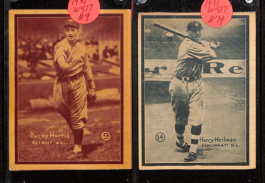 Lot of (10) 1931 W517 Baseball Cards w. Melvin Ott, Roger Hornsby, Lefty Grove, and Others