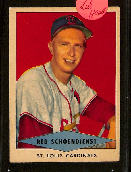 (6) 1954 Red Heart Cards w. Spahn, N. Fox, Schoendienst, Kiner, Kuehn, Lemon