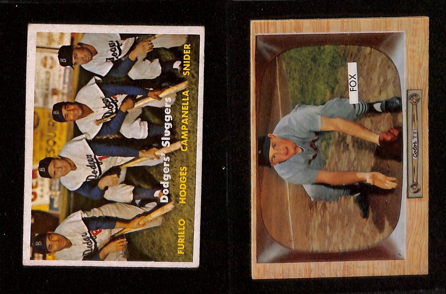 (14) Lower Grade 1950s Cards w. 1954 Bowman Mantle, (2) 1957 Topps Baseball Checklists,  and 1953 Bowman In-Action Pee Wee Reese