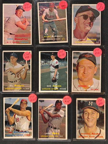 Lot of (80) 1957 Topps Baseball w. Enos Slaughter