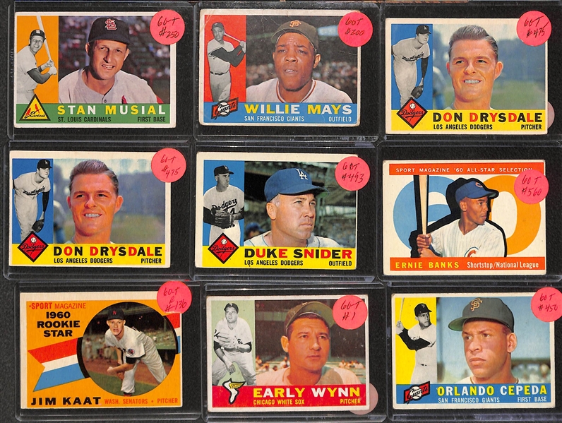 Lot of (60) 1959 and Lot of (135) 1960 w. 1959 & 1960 Stan Musial