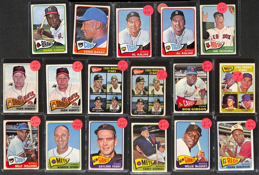 Lot of (170+) 1964 and 1965 Topps Baseball w. 1965 Hank Aaron