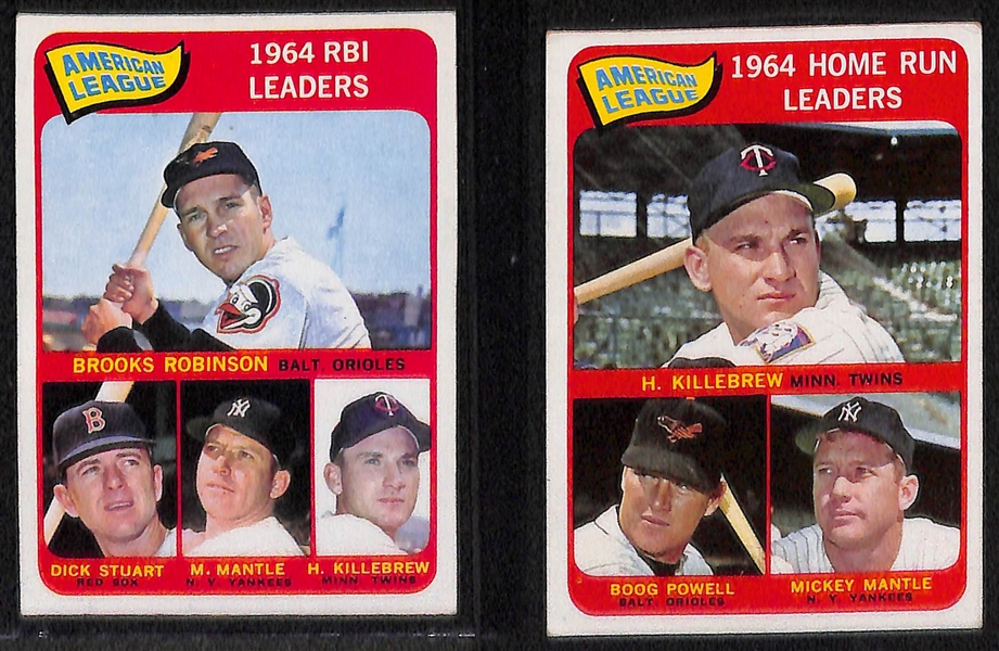  Lot of (5) 1960-1965 Topps Leader Cards - All Featuring Mickey Mantle
