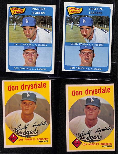  Lot of (18) Primarily Topps Dodger Cards from 1953-1963 w. (2) 1953T & 1955B Roy Campanella Cards