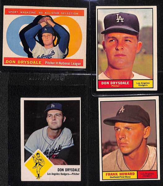  Lot of (18) Primarily Topps Dodger Cards from 1953-1963 w. (2) 1953T & 1955B Roy Campanella Cards