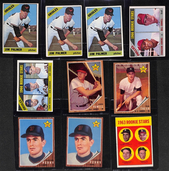 Lot of (10) 1962-1966 Rookie Cards w. (3) 1966 Jim Palmer Rookie Cards