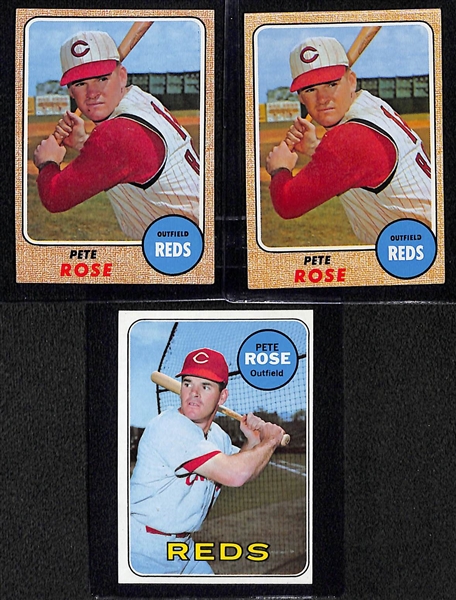 Lot of (9) 1966-1969 Topps Baseball Cards w. (6) Pete Rose Cards