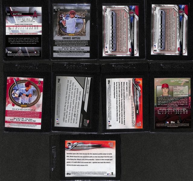 Lot of (9) 2018 Shohei Ohtani Rookie Cards w. Topps Finest #100