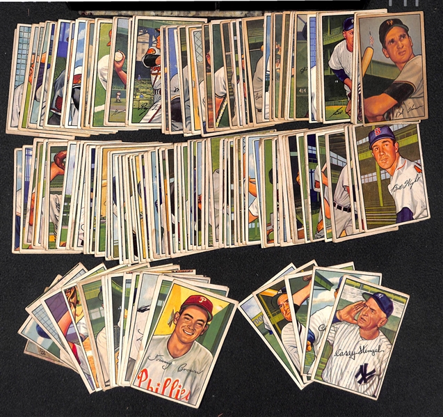  Lot of (150+) 1952 Bowman Baseball Cards w. Casey Stengel