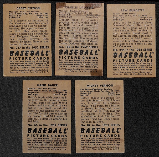  Lot of (150+) 1952 Bowman Baseball Cards w. Casey Stengel