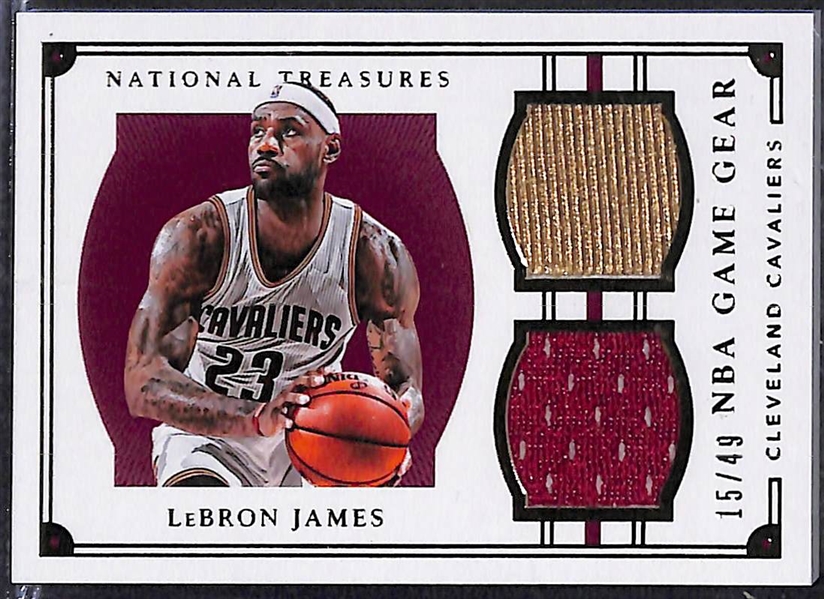 Lot of (4) 2015-16 National Treasures Basketball Patch Cards w. Lebron James, Chris Paul, and Nowitzki