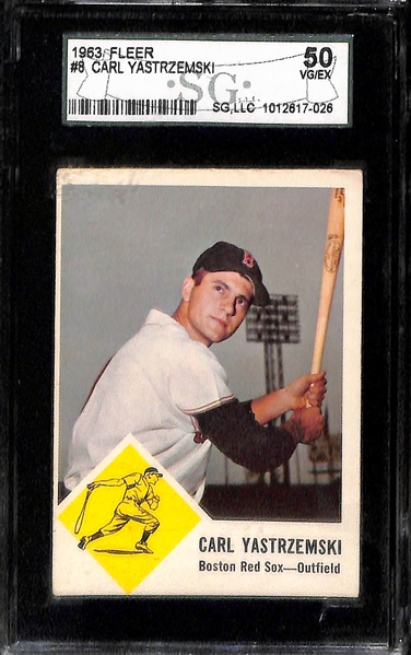 Lot of (4) 1950s and 60s SGC Graded Baseball Cards w. Ted Williams and Carl Yastrzemski 