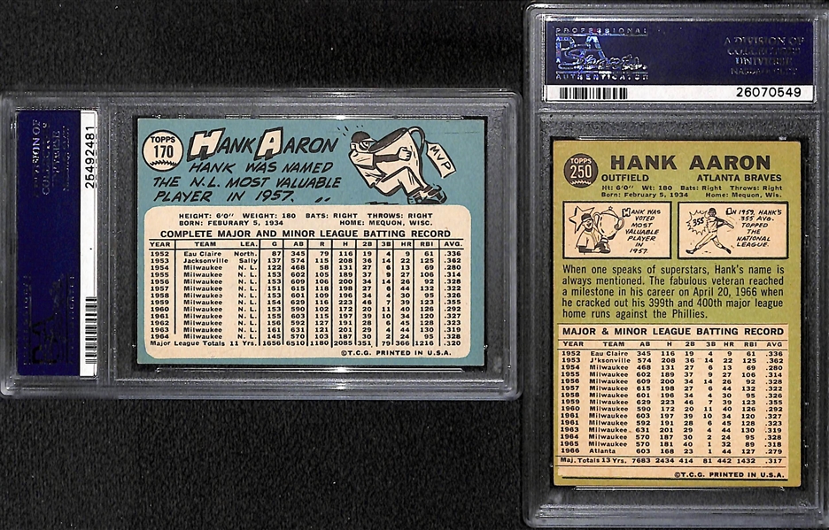 1965 and 1967 Topps Hank Aaron PSA Graded Baseball Cards