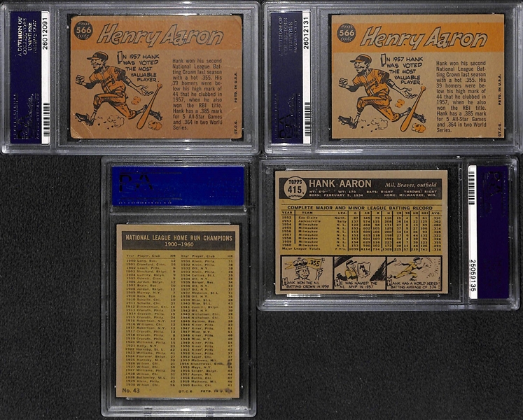 Lot of (4) 1960 and 1961 PSA Graded Hank Aaron Baseball Cards