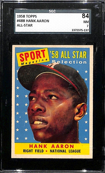 1958 Topps # 488 Hank Aaron All-Star Graded SGC 7