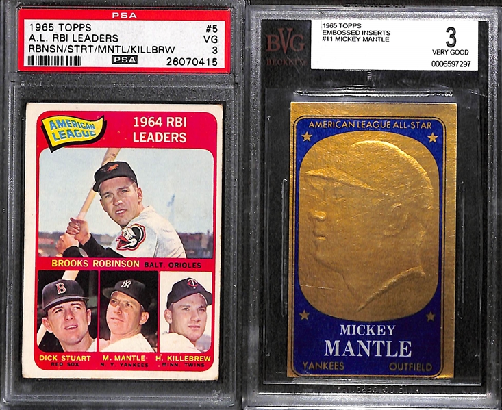 Lot of (10) Mostly 1960s Graded Baseball Cards Featuring Mickey Mantle