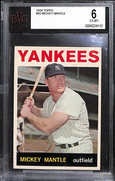 Lot of (2) 1964 Topps # 50 Mickey Mantle Graded Baseball Cards (BGS 6 and SGC 5)