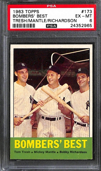 Lot of (3) 1963 Topps Baseball Graded Cards Feat. Mickey Mantle