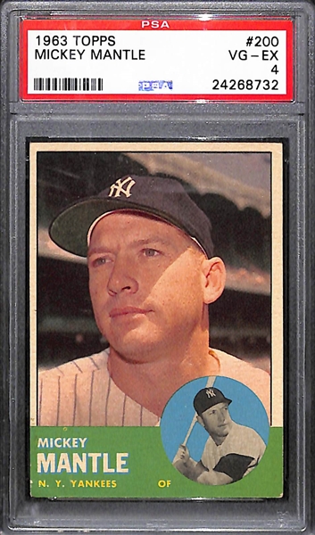1963 Topps # 200 Mickey Mantle Graded PSA 4