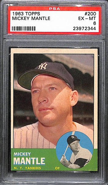 1963 Topps # 200 Mickey Mantle Graded PSA 6