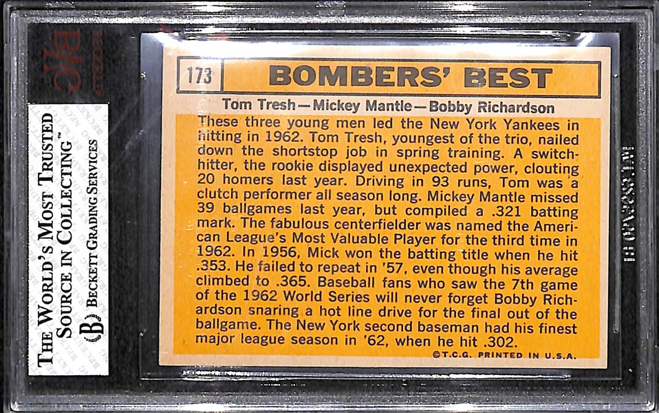 1963 Topps # 173 Bombers' Best Tresh/Mantle/Richardson Graded BGS 7.5