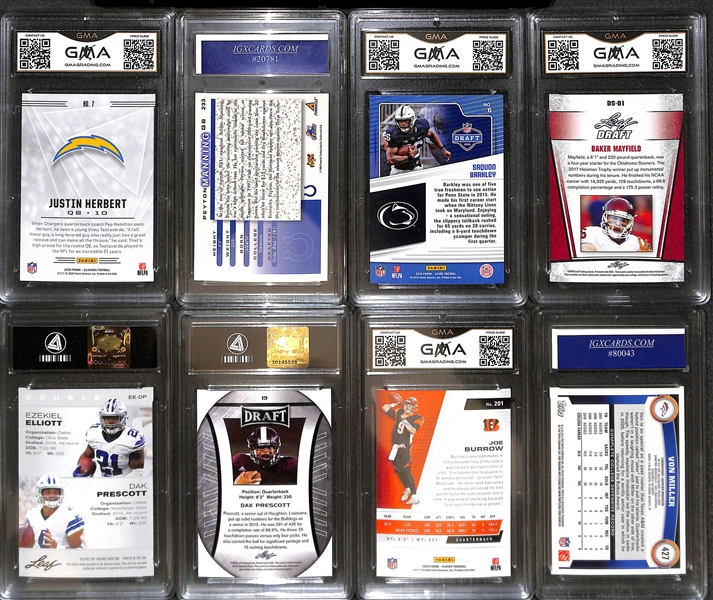 Lot of (30) Graded Football Rookies and Stars w. Marino, Mahomes, M. Faulk, Rice, Favre, Herbert, Mayfield, Burrow, P. Manning and Others