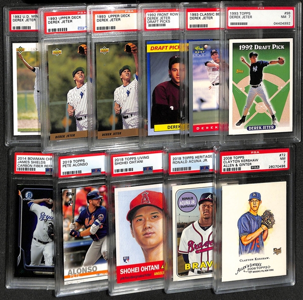 Lot of (11) PSA Graded Baseball Rookies w. Jeter, Ohtani, Acuna, Kershaw, Alonso 