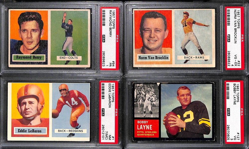 Lot of (12) Graded Vintage Football Cards Mostly 1957 Topps w. Starr, Blanda, Lane, Tittle, Berry, Van Brocklin, and More