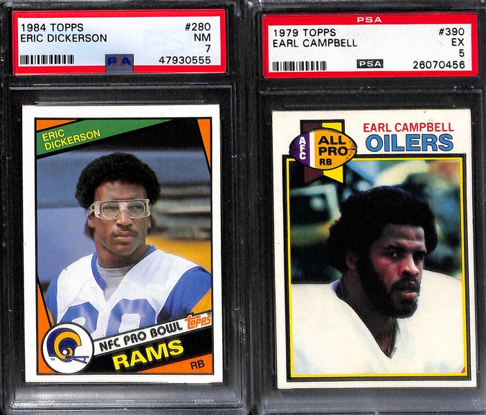 Lot of (15) PSA Graded Football Rookie Cards w. Marino, Elway, Rice, B. Sanders, Moon, and More