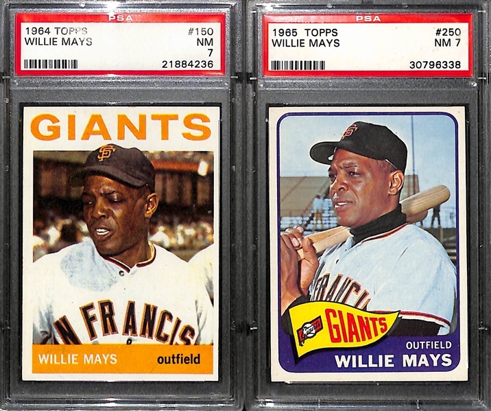 1964 and 1965 Topps Willie Mays Baseball Cards Both Graded PSA 7