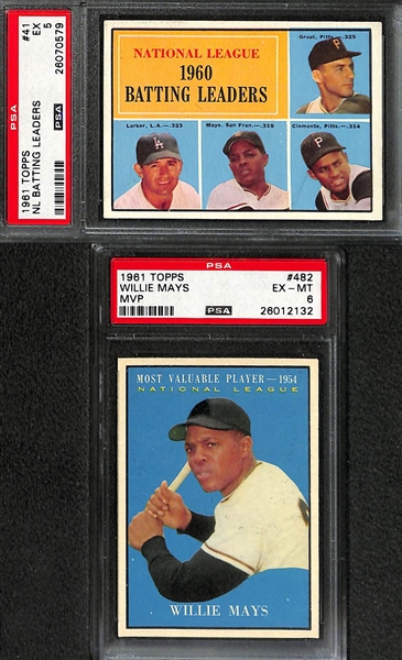 Lot of (6) 1960 and 1961 PSA and SGC Graded Willie Mays Baseball Cards