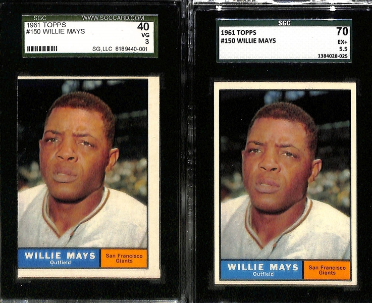 Lot of (6) 1960 and 1961 PSA and SGC Graded Willie Mays Baseball Cards