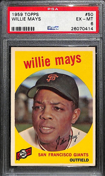 Lot of (2) 1959 Topps # 50 Willie Mays Graded PSA 6 and PSA 5