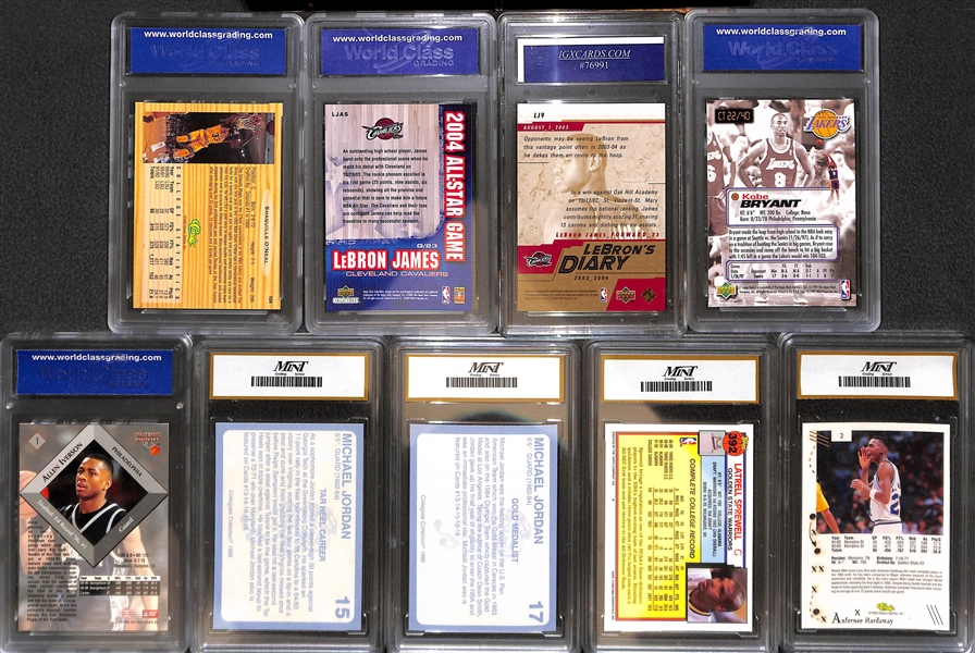Lot of (30) Graded Basketball Mostly Rookie w. James, Bryant, Iverson, O'Neal, Westbrook, Wall, Garnett, and more