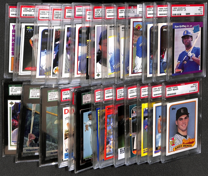 Lot of (25+) Mostly 1980s and 90s Baseball Graded Rookies w. (7) Ken Griffey Jr. PSA Rookies