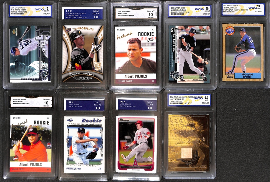 Lot of (40+) Mostly Late 1980s-2000s Baseball Graded Rookies w. Trout, Ichiro, Jeter, Pujols, Bonds, Rodriguez, Rivera and Many More